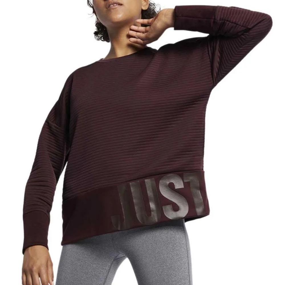 Nike Cropped‎ Boxy Sweatshirt Womens Small Burgundy Oversized Activewear